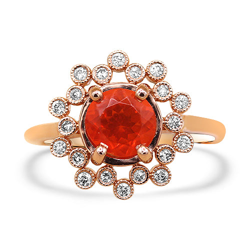 Fire Opal and Diamond Ring