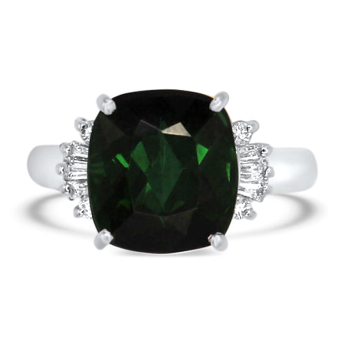 Green Tourmaline and Diamond Ring