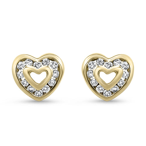 Diamond Hear Stud Earrings