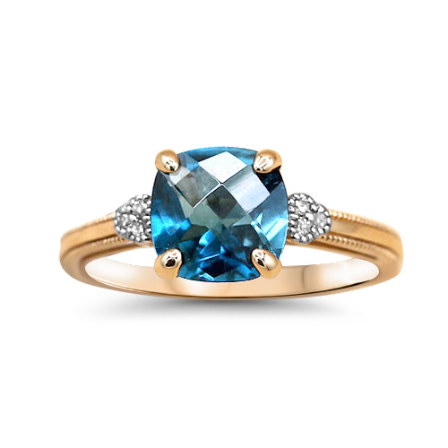Blue Topaz and Diamond Ring