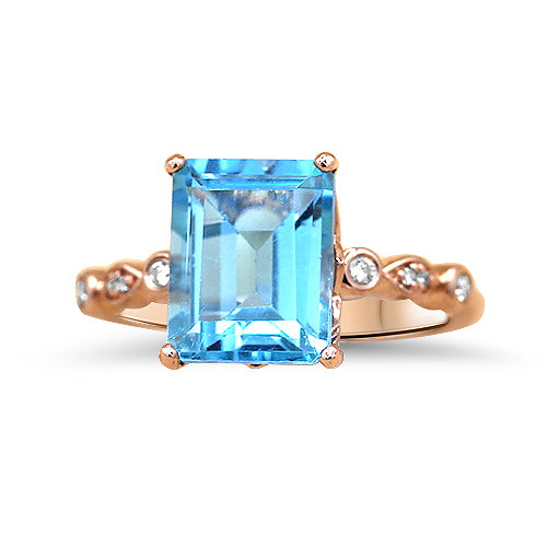 Blue Topaz and Diamond Ring