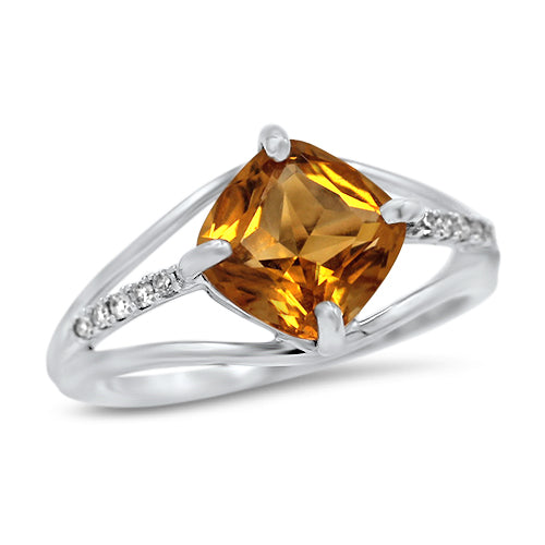Citrine and Diamond Ring