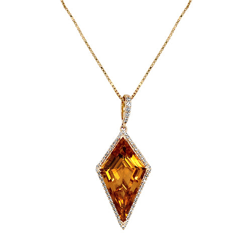 Citrine and Diamond Pendant