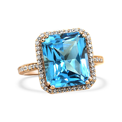 Blue Topaz and Diamond Ring