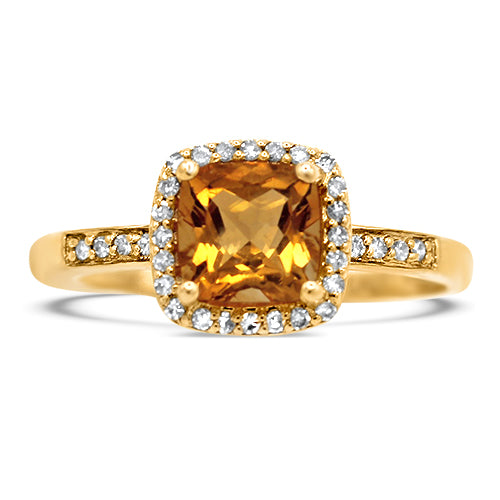 Citrine and Diamond Ring