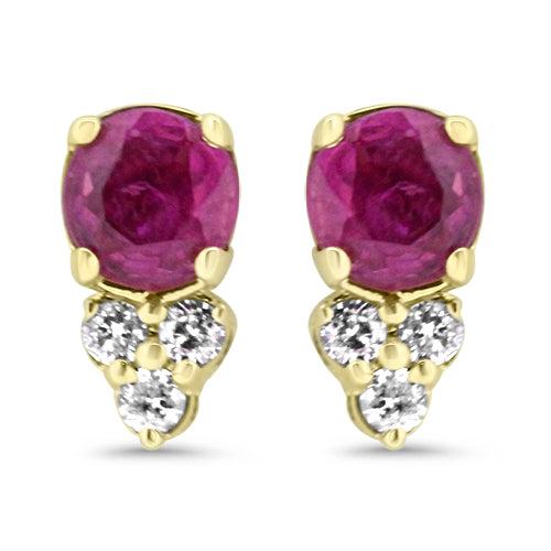 Ruby and Diamond Studs