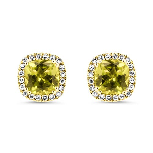 Peridot and Diamond Studs