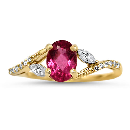 Pink Tourmaline and Diamond Ring