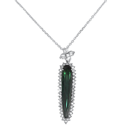 Green Tourmaline and Diamond Pendant