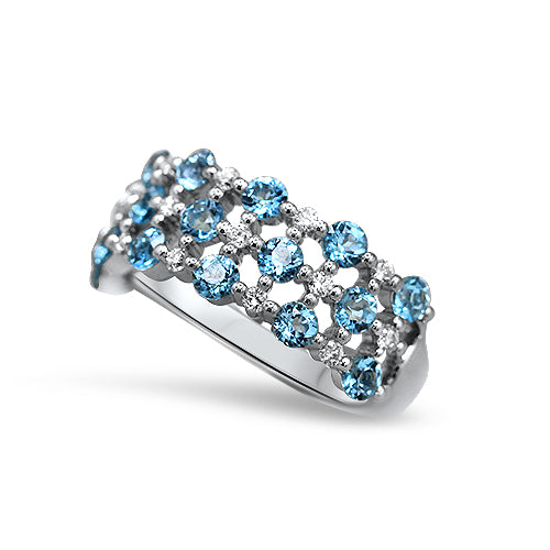 Blue Topaz and Diamond Ring