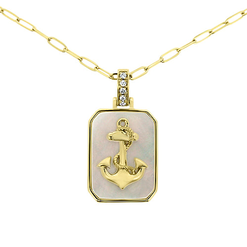 Mother of Pearl Anchor Pendant