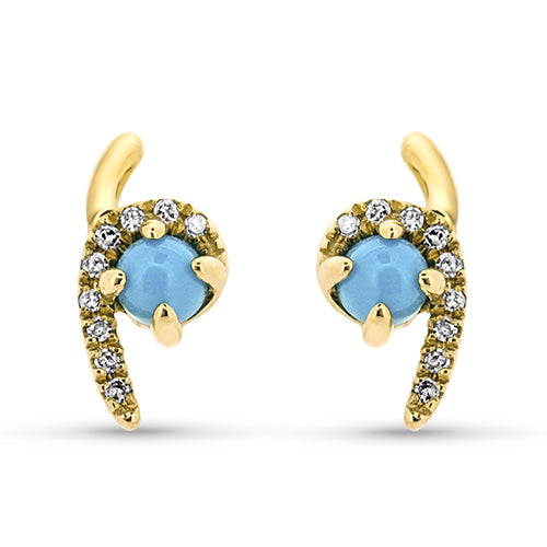 Turquoise and Diamond Stud Earring