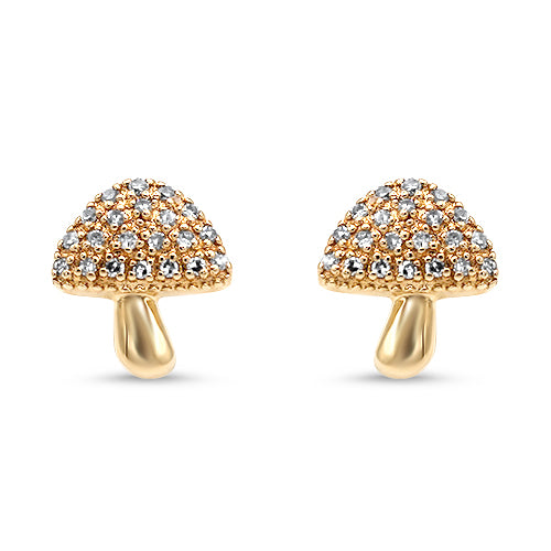 Diamond Mushroom Stud Earrings