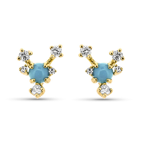 Turquoise and Diamond Studs