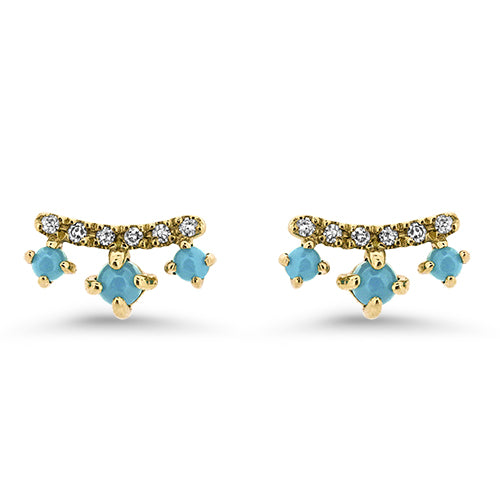 Turquoise and Diamond Studs