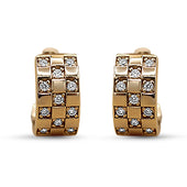 Yellow Gold Checkered Diamond Hoops
