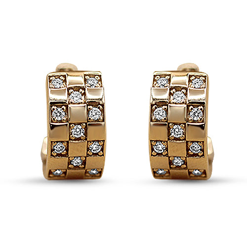 Yellow Gold Checkered Diamond Hoops