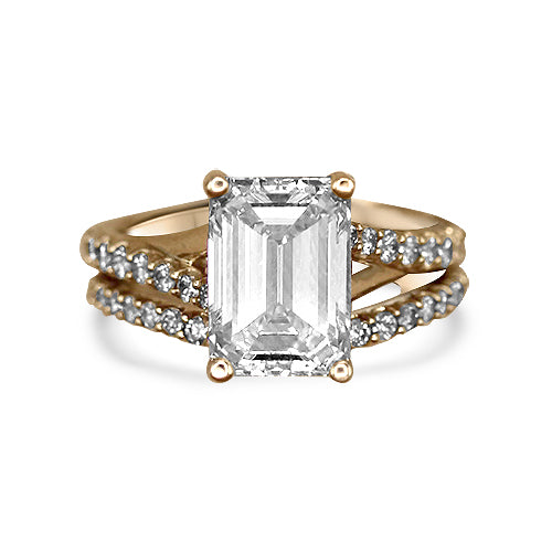 Emerald cut Diamond Wed Set