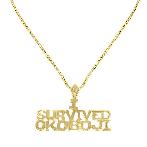 14KY I Survived Okoboji Pendant