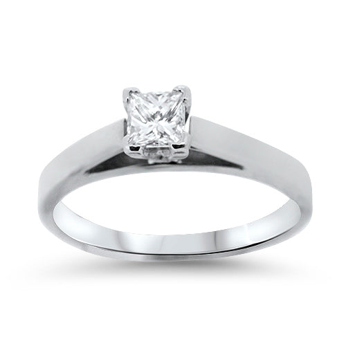 Princess Shaped Solitare Diamond Engagement Ring