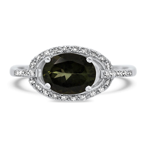 Green Tourmaline and Diamond Ring