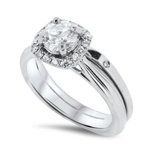 Round Cut Diamond Wedding Set