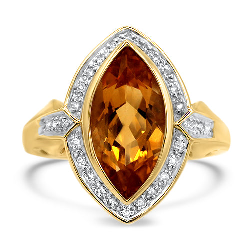 Citrine and Diamond Ring