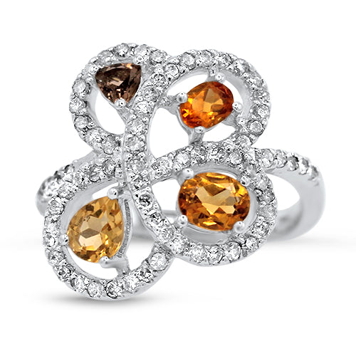 Multigem and Diamond Ring