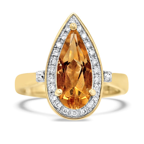 Citrine and Diamond Ring