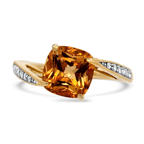 Citrine and Diamond Ring