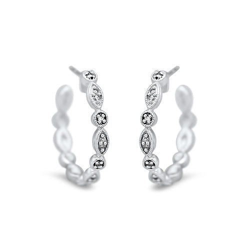 Sterling Silver Diamond Hoops