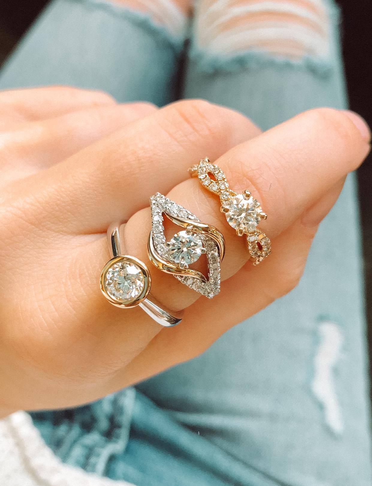 Bezel Set Two Tone Diamond Ring