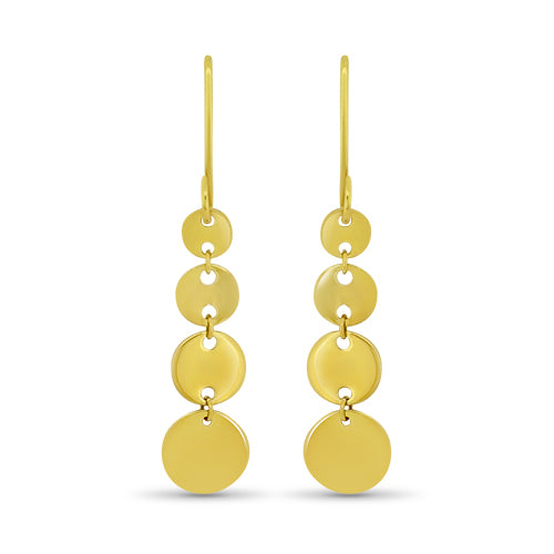 Yellow Gold Dangle Disc Earrings
