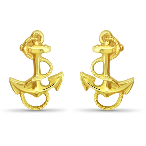 Yellow Gold Anchor Earrings