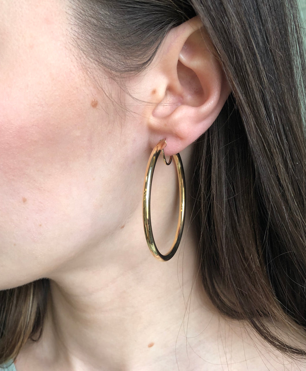 Yellow Gold Large Hoops