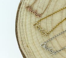 Load image into Gallery viewer, White Gold &quot;Okoboji&quot; Script Necklace
