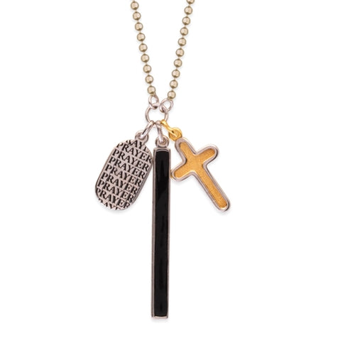 Sterling Silver Dog Tag and Cross Necklace