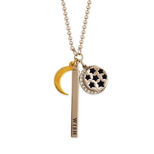 Sterling Silver Moon and Star Charm Necklace