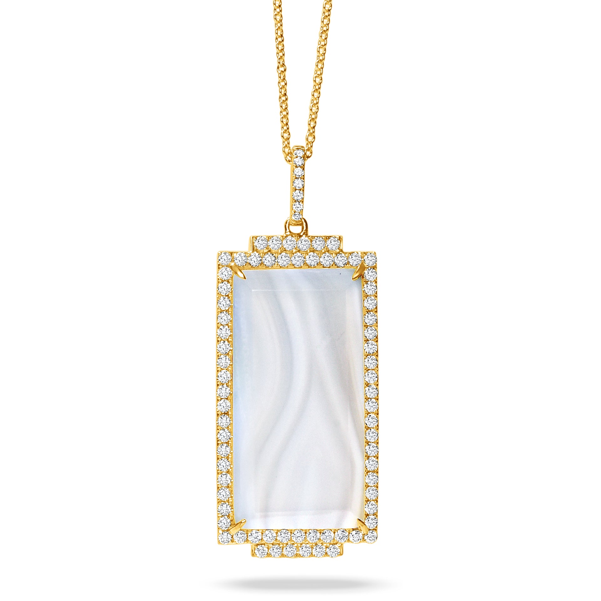 Grey Agate & Diamond Pendant