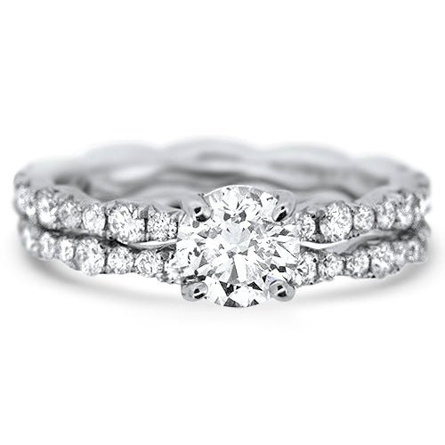Round Brilliant Cut Diamond Eternity Wedding Set