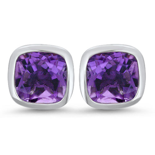 Bezel Set Amethyst Earrings
