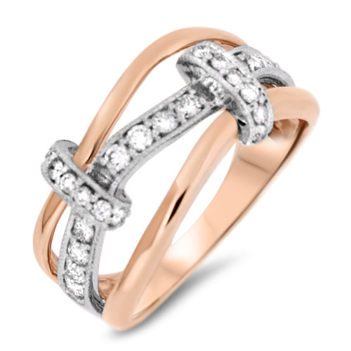 Rose and White Gold Ring with Diamonds