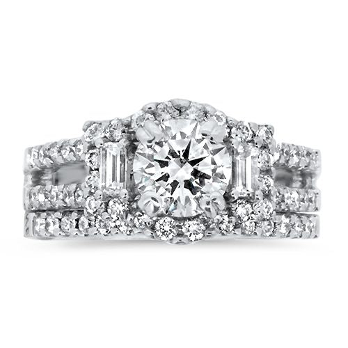 Detailed 1ct Round Diamond Wedding Set