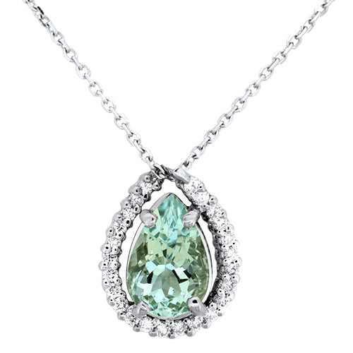 Aquamarine and Diamond Pendant