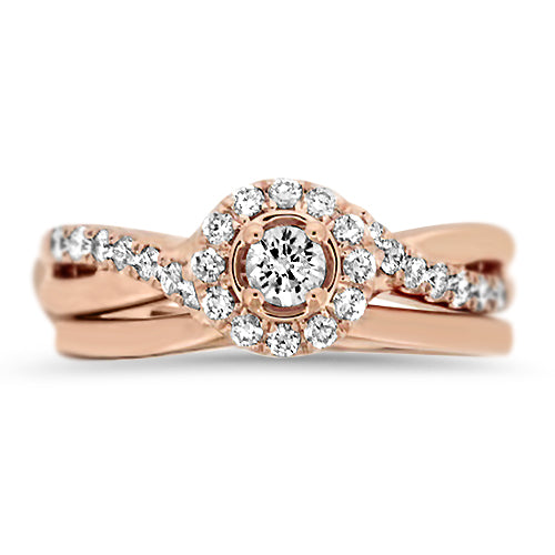 Round Brilliant Cut Rose Gold Wedding Set