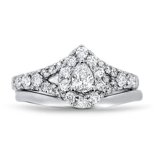 Pear-Shape Halo Diamond Wedding Set