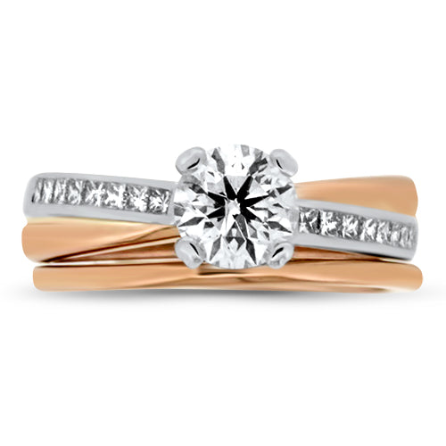 Round Cut Rose Gold Wedding Set