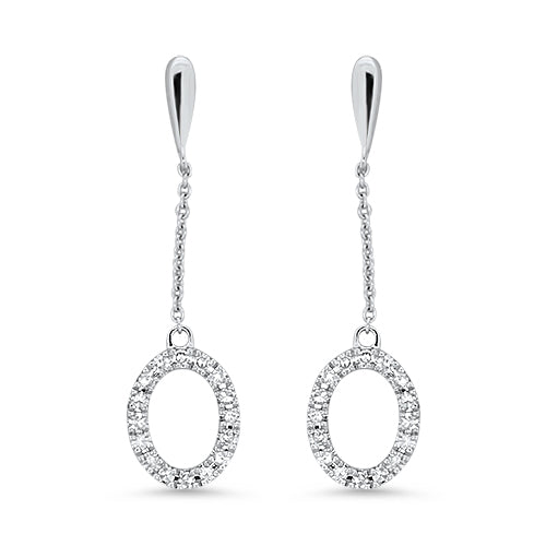 Oval Shape Dangle Diamond Earrings
