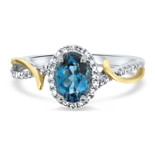 Blue Topaz and Diamond Ring