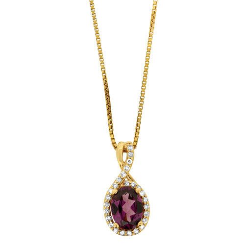 Rhodolite Garnet and Diamond Pendant